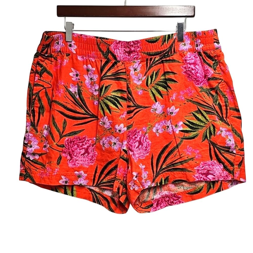 Old Navy Bright Orange Floral High-Waist Women's Shorts